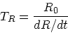 \begin{displaymath}
T_R = {R_0 \over dR/dt}
\end{displaymath}