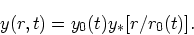 \begin{displaymath}
y(r,t) = y_0(t)y_*[r/r_0(t)].
\end{displaymath}